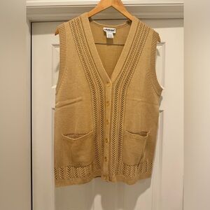National tan sweater vest cardigan sz large